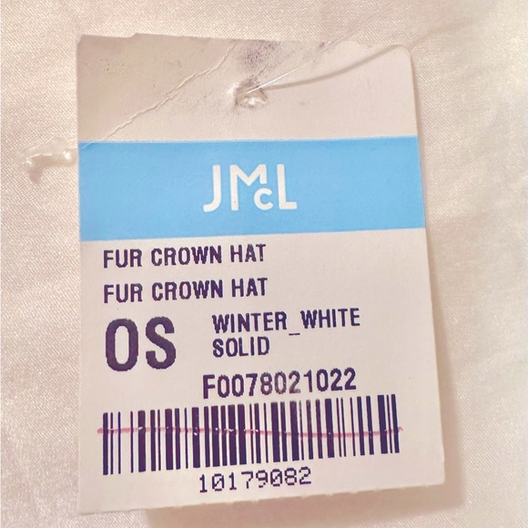 NWOT (tag is detached) J. McLaughlin White Rabbit Fur Crown Hat - Picture 6 of 7
